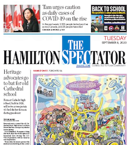 Front page of the Hamilton Spectator for Tuesday September 8th, 2020