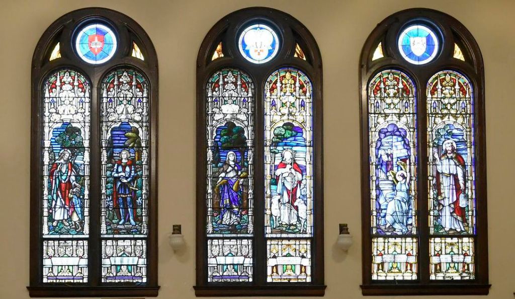 Original stained glass that is part of the church which will be refurbished. 