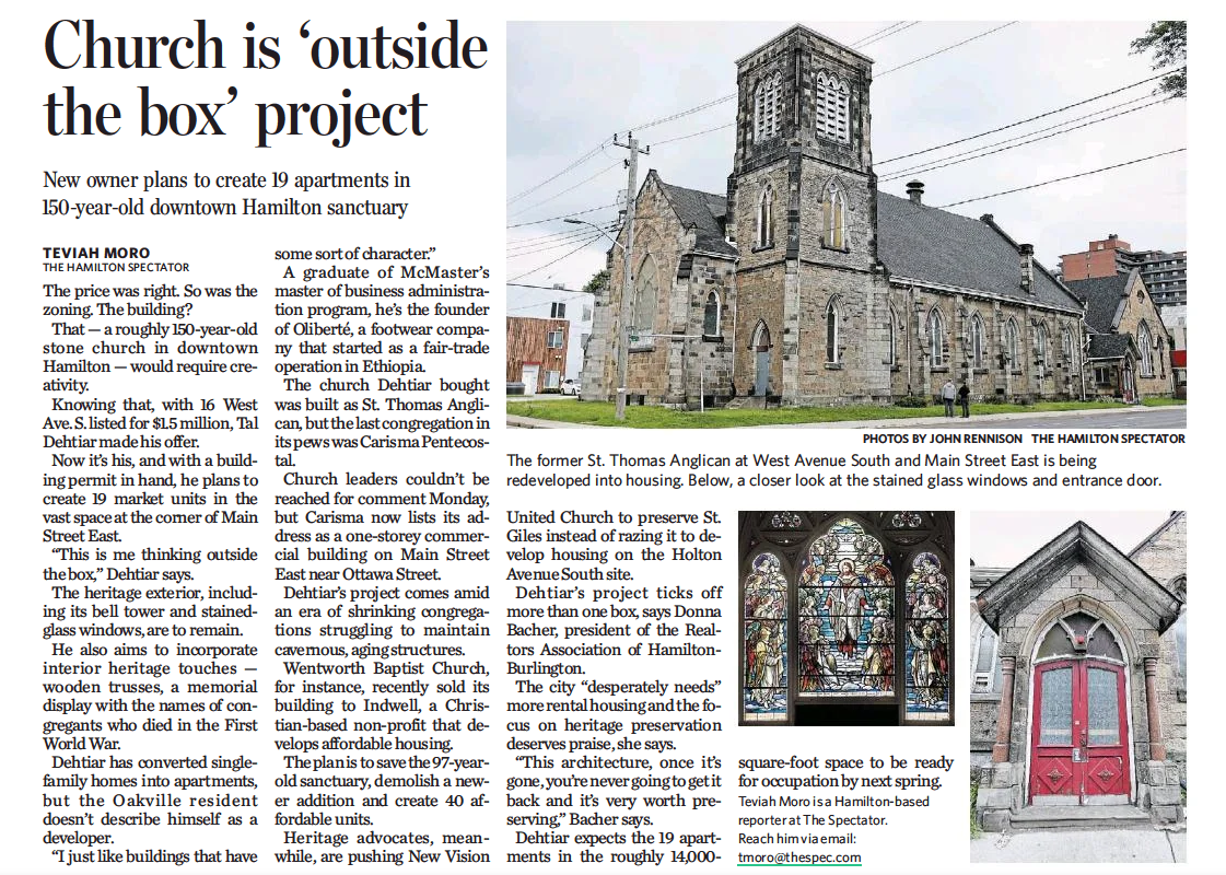 Church is 'outside the box' project: New owner plans to create 19 apartments in 150-year-old downtown Hamilton sanctuary