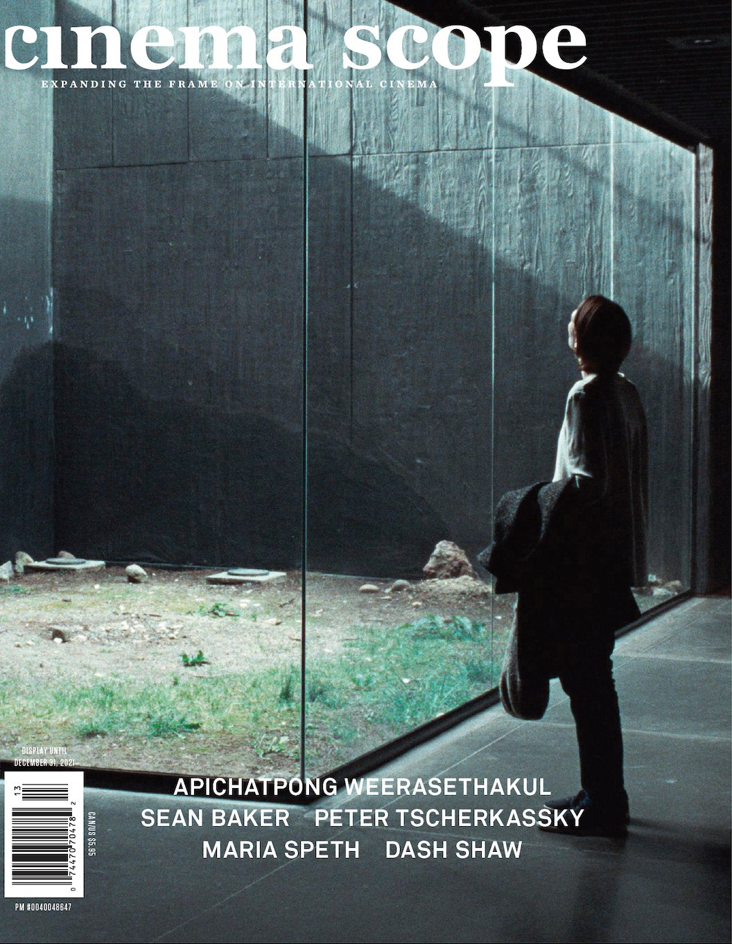 Tilda Swinton in Apichatpong Weerasethakul's MEMORIA on the cover of Cinema Scope ("expanding the frame on international cinema") Fall 2021 no. 88